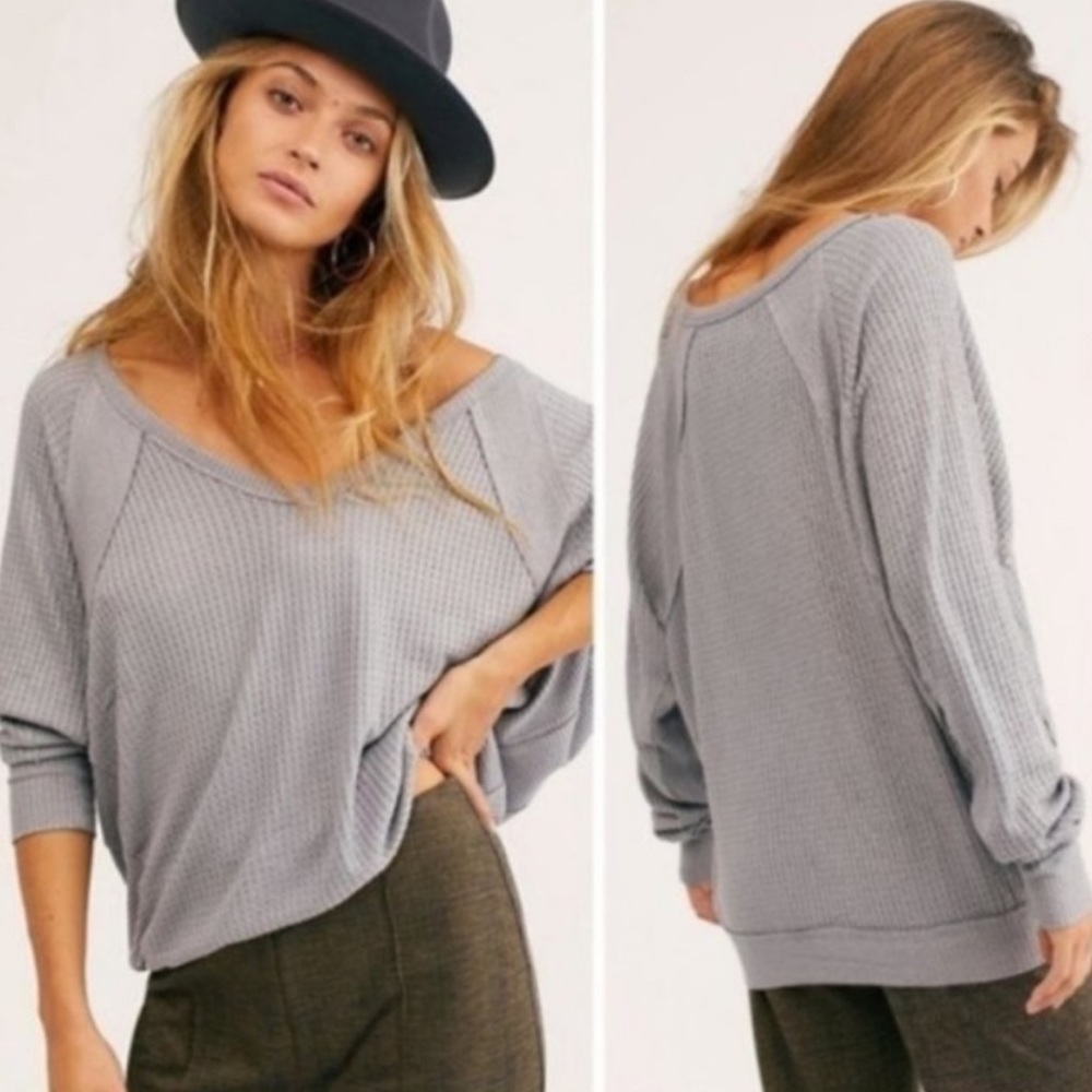 We the Free Santa Clara Waffle Thermal Gray Size Small